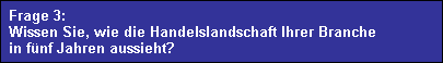 Frage 3:
  Wissen Sie, wie die Handelslandschaft Ihrer Branche
  in f�nf Jahren aussieht?